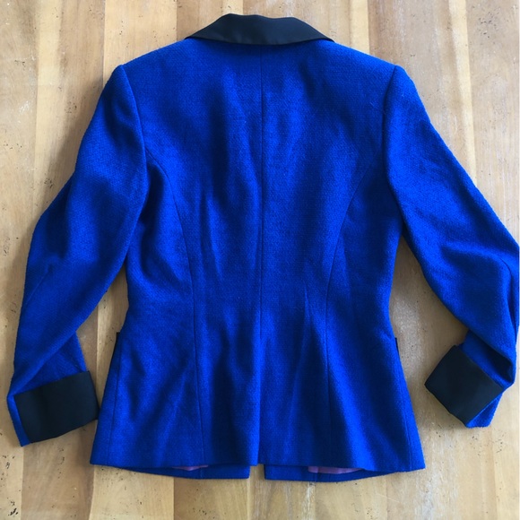 Vintage Bright Blue Blazer Jacket Unique Sparkly Zipper Gemstone Polyester Asian - Picture 2 of 11